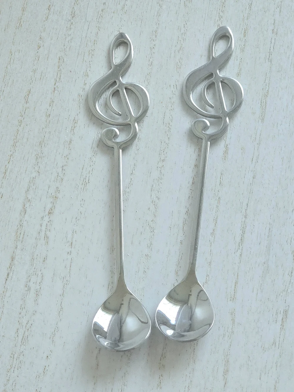 Treble Clef Stainless Steel Dessert Spoons - Set of 2